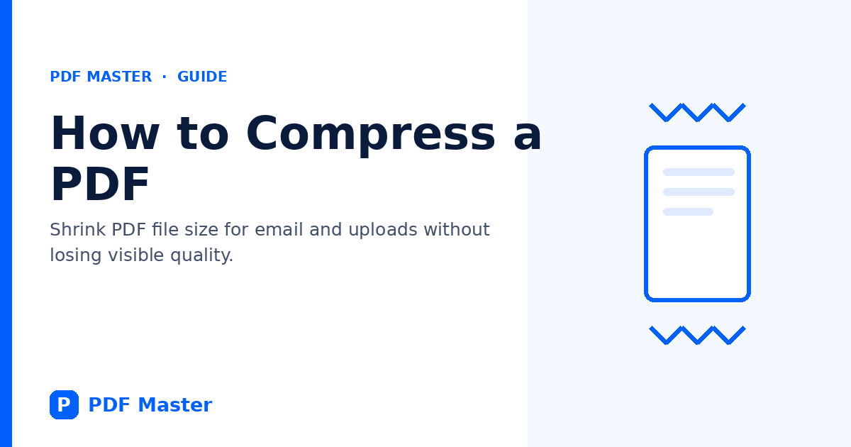 Illustration of a PDF being compressed to a smaller file size